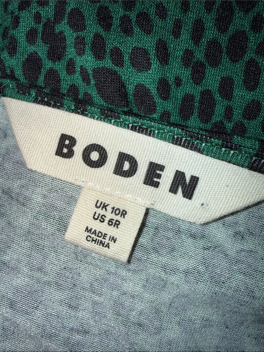 Boden Thea Long Sleeve Midi Dress Animal Spot Amazon Green Size 6R - Picture 2 of 9
